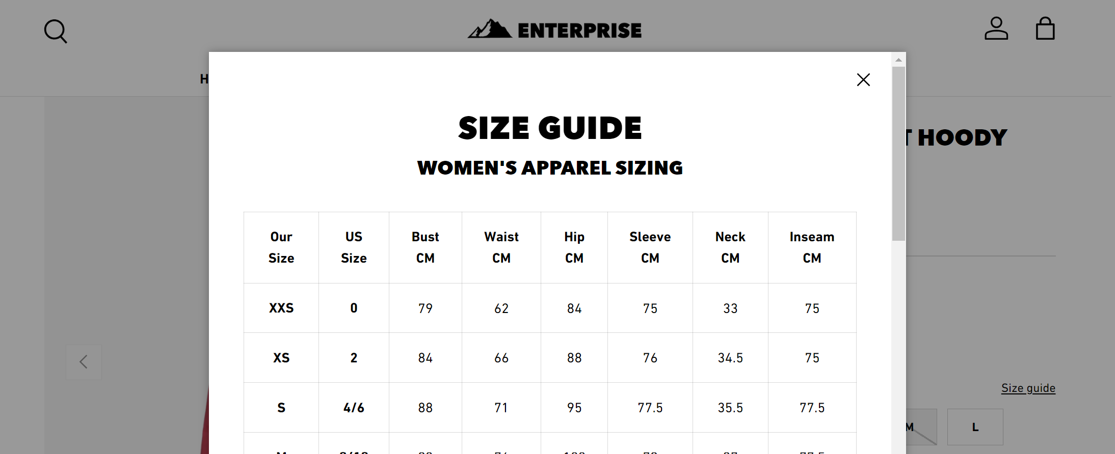 Women's Apparel Sizing Guide