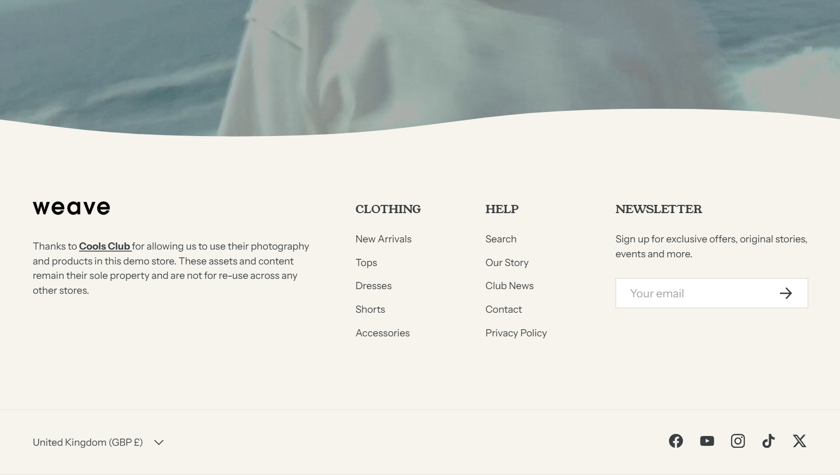 Image to show the top boundary effect in the Alchemy theme footer